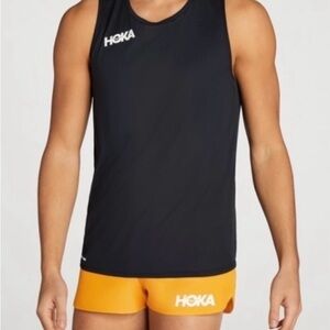 Hoka One One Glide Singlet Tank Top Men’s M Black Running Training Hiking 112723